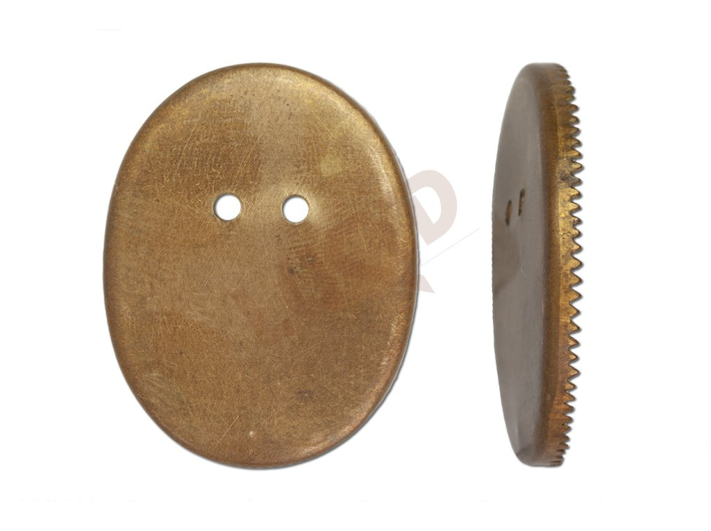 kámen setting, oval, stone  34,0x26,0mm, flat perforated bottom for riveting, without prongs