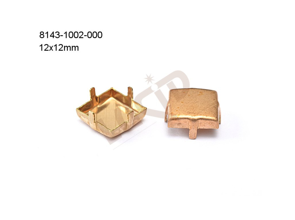 stone setting, squares, stone 12.0x12.0mm, with base, with prongs