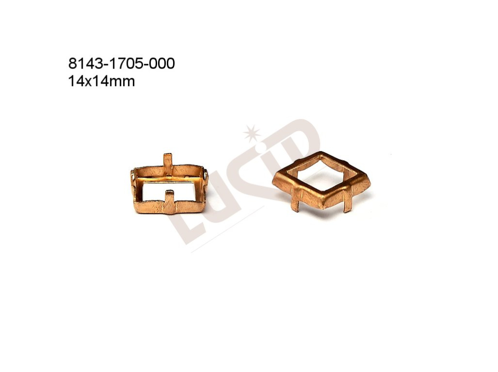 Stone setting, squares, Stone 14.0x14.0mm, open, with prongs