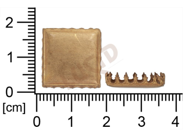 Kotlík čtverec, kámen  16.0x16.0mm, francouzský a ozdobný, plochý, se dnem, s krapnami