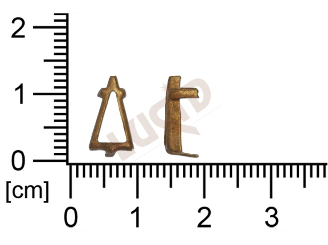 Kotlík, trojúhelník, tříhran, kámen 11.0 x7.0mm, bez dna, s krapnami