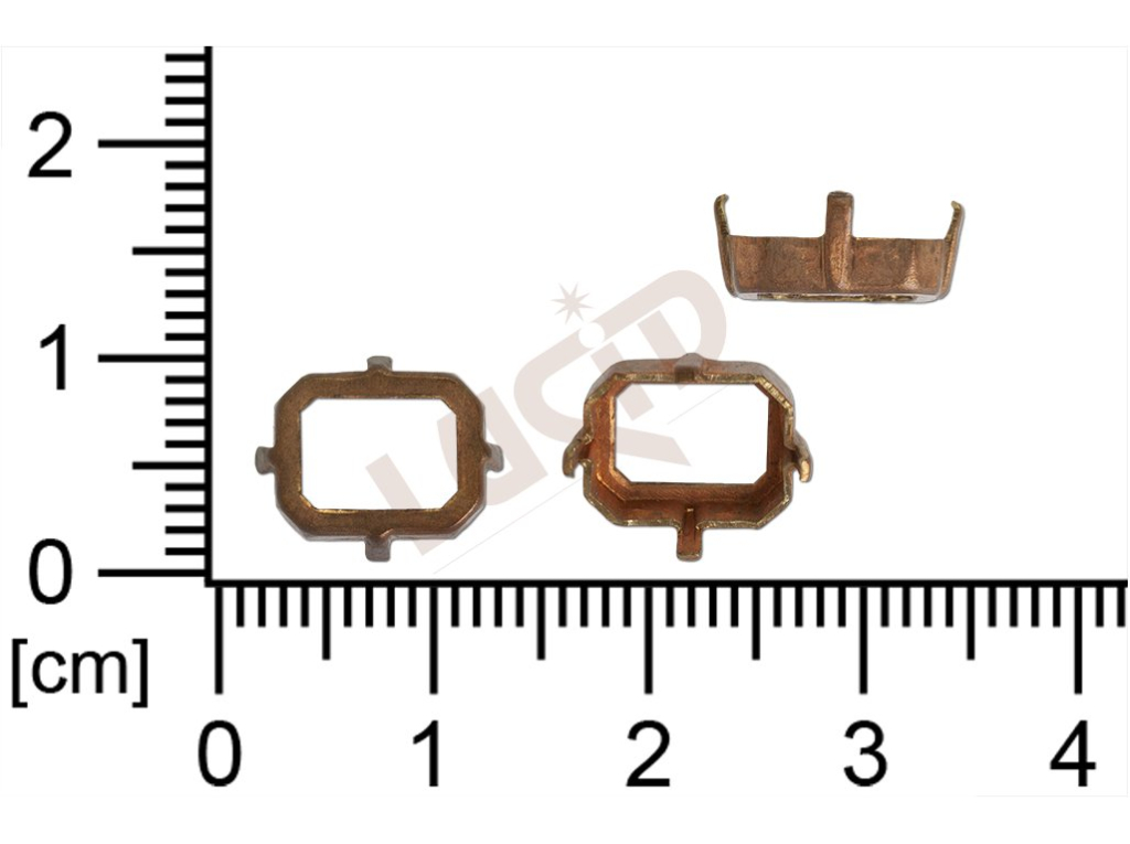 Stone setting, octagons, Stone 10.0x8.0mm, open, with prongs