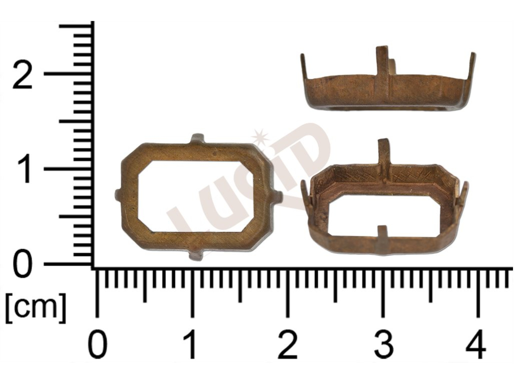 Stone setting, octagons, Stone 16.0x11.0mm, open, with prongs