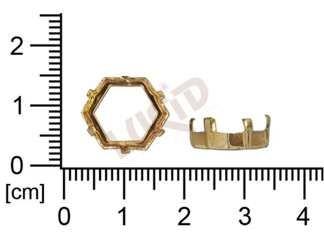 Stone setting, hexagon, Stone 12.0x12.0mm, open, with prongs