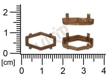 Stone setting, irregular hexagon, Stone 15.0x9.0mm, open, with prongs