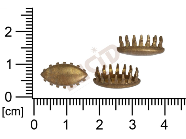 Stone setting, navettes, Stone 15.0x7.0mm, flat base, 14 prongs