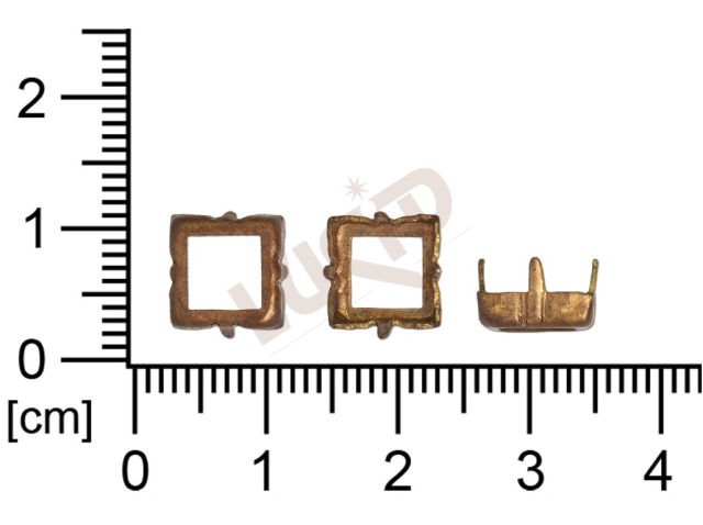 Stone setting, square, Stone 8.0x8.0, without base, with prongs