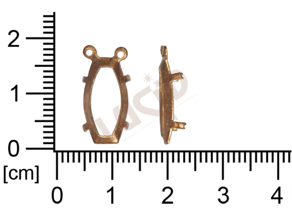 Kotlík sudkovitý, kámen 16.0x8.0mm, šanelový, bez dna, s krapnami, s očky