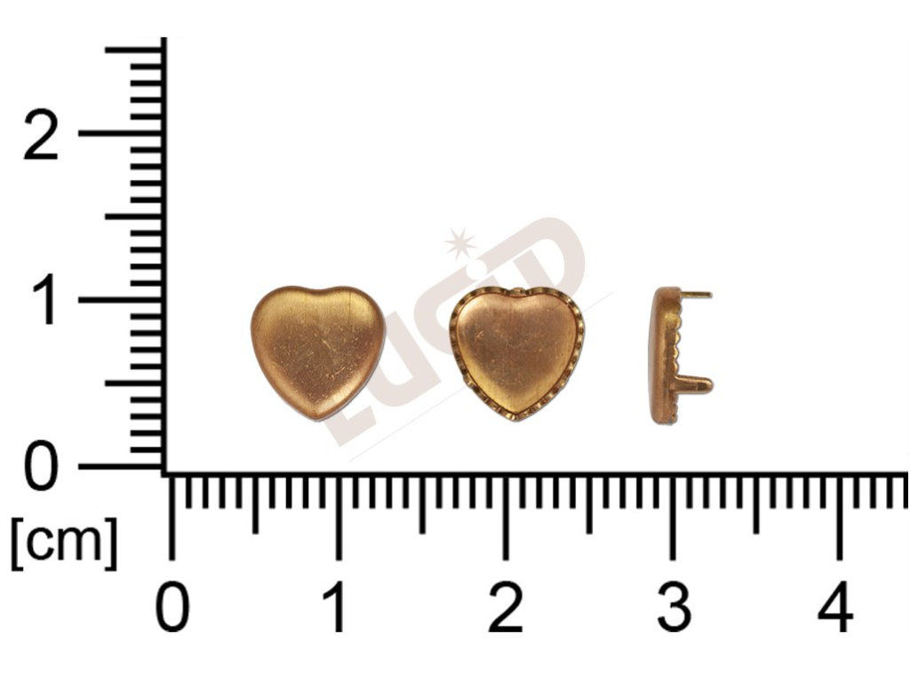 stone setting, hearts, stone 6.0x6.0mm, french and fancy, flat base, with prongs