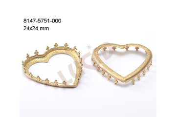 Stone setting, hearts, Stone 24.0x24.0mm, french and fancy, open, with prongs