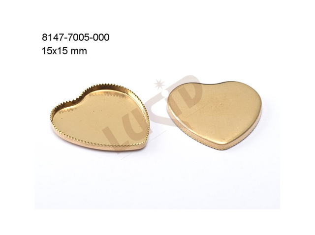 stone setting, hearts, stone  hearts 15.5x16.0mm, flat base