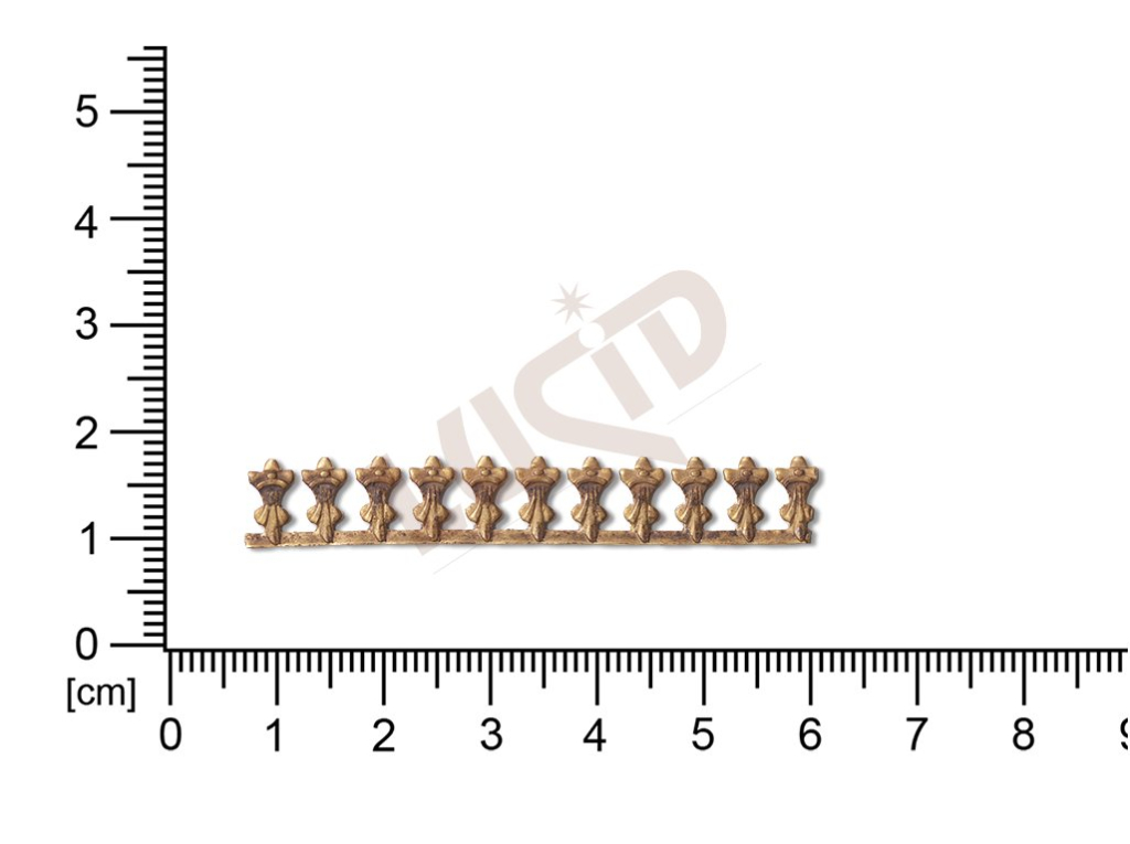 Decorative brass metal banding, 8 mm, perforated