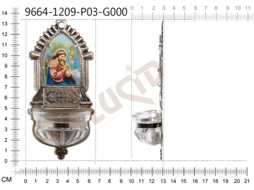 Holy water font Classicism, picture, nickel, cross label