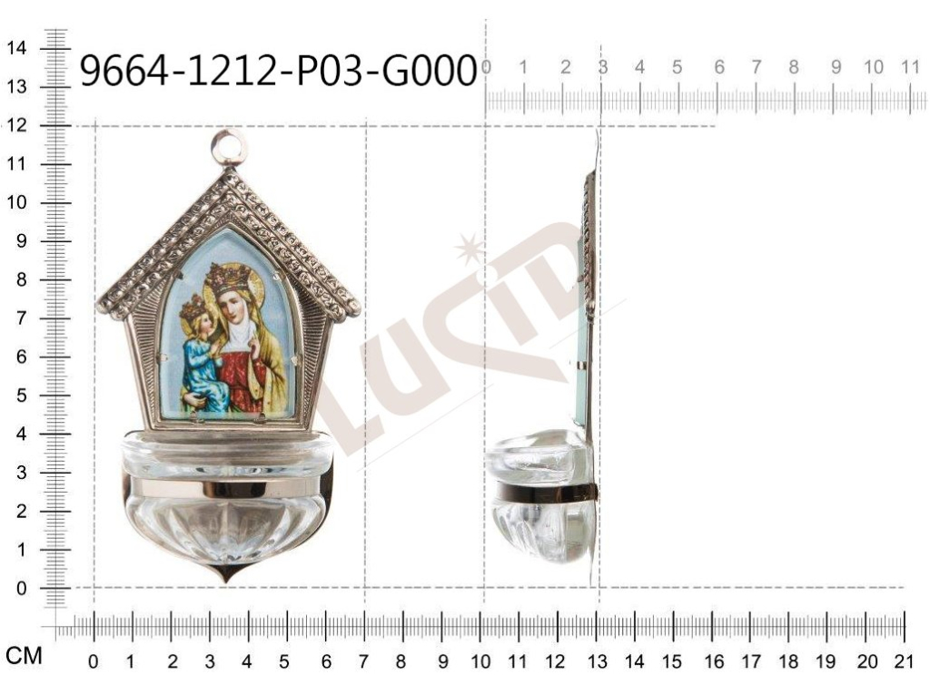 Holy water font Creche, nickel, picture, cup