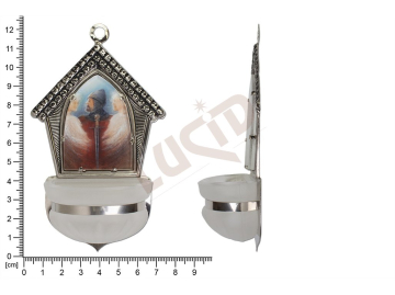 Holy water font Creche, nickel, picture, sandblasted cup