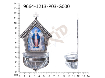 Holy water font Creche, nickel, picture, cup