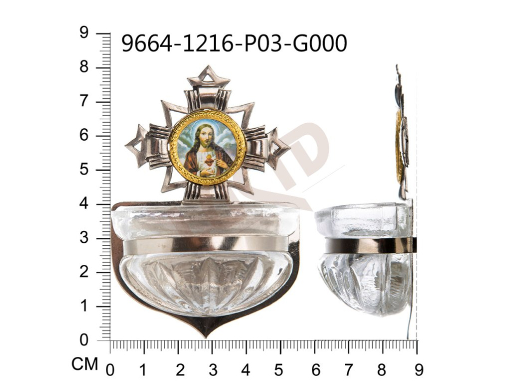 Holy water font Baroque, nickel, picture, cup 