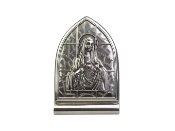 Stand embossed motif Our Lady's Heart, nickel