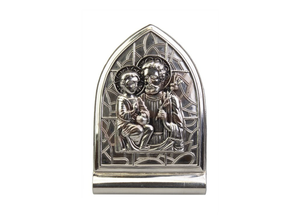 Stand embossed motif Saint Joseph, nickel