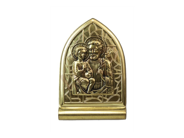 Stand embossed motif Saint Joseph, brass