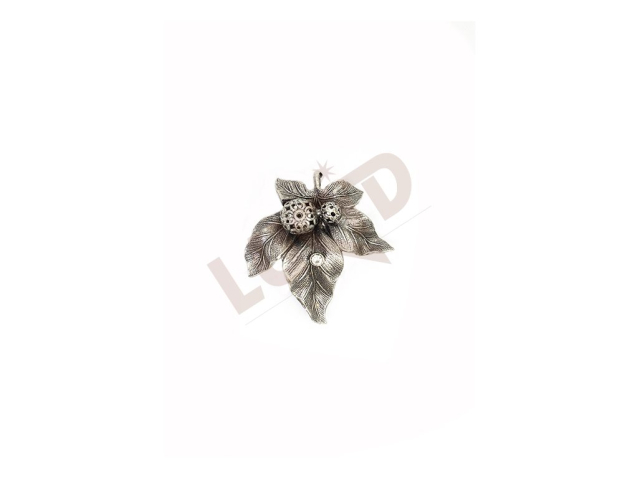 Brooche - leaves of vine - antique silver