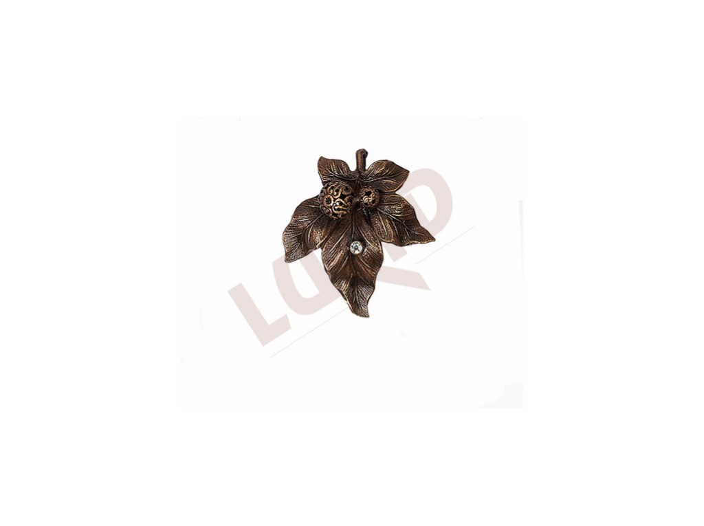 Brooche - leaves of vine - antique copper