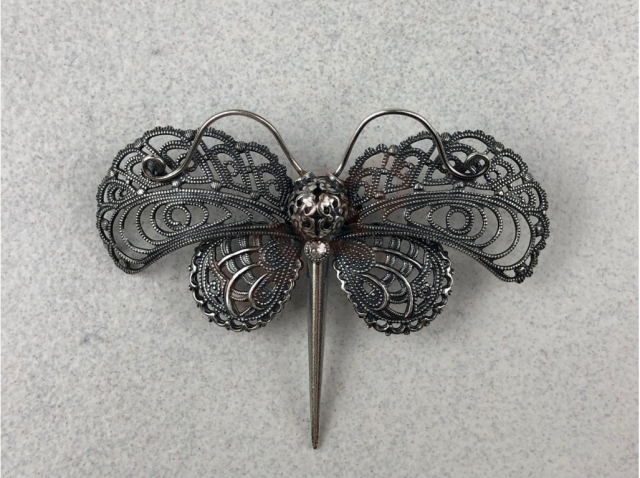 Brooche  - butterfly - antique silver