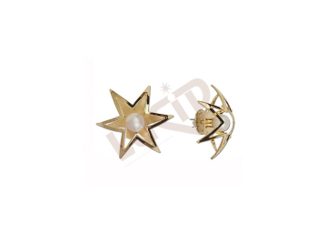 Brooche - star with a pearl - gold