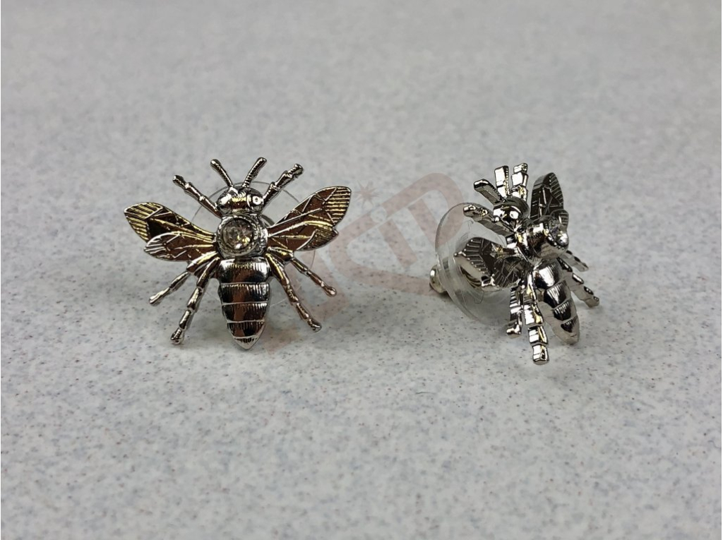 Jewellery earrings - honey bee  with cut stone - rhodium