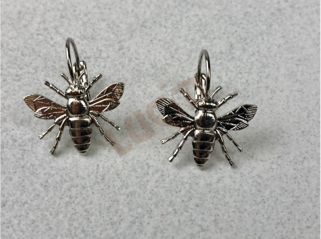 Jewellery earrings - honey bee with clasp - rhodium