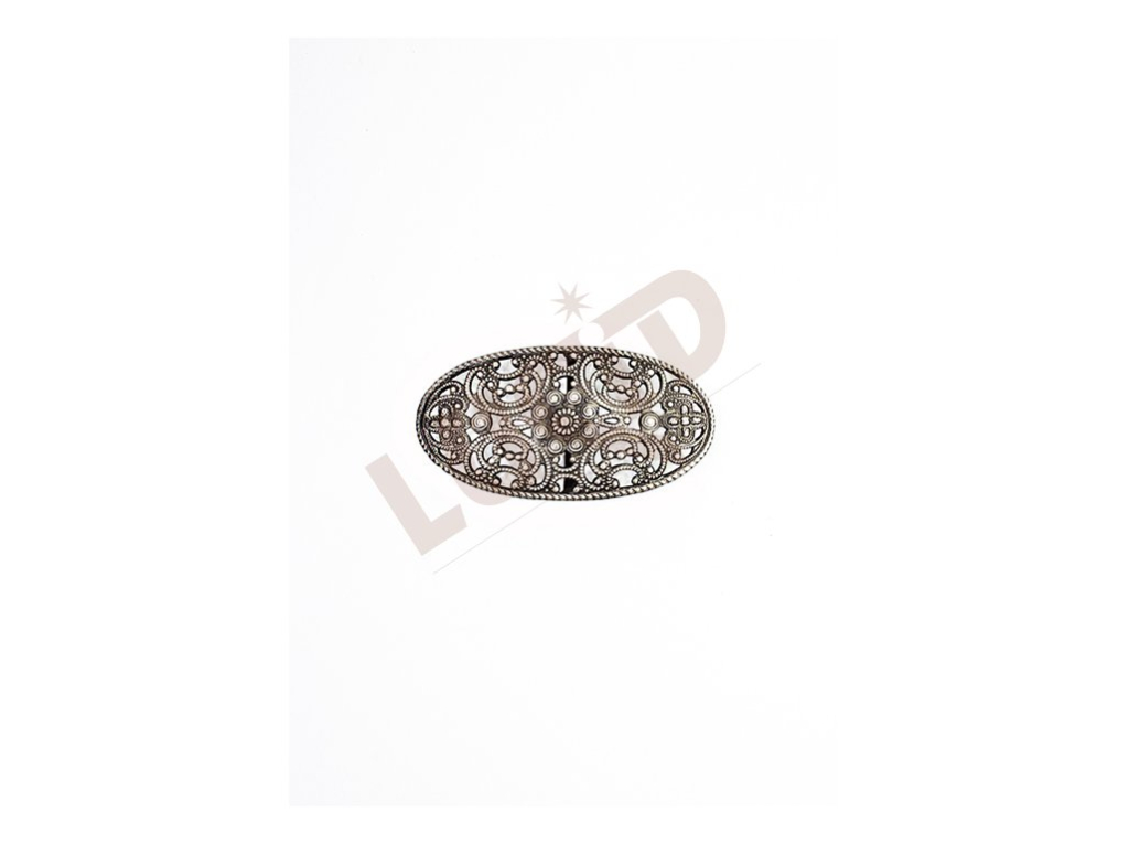 Clasp -  oval with 1 splint - antique silver