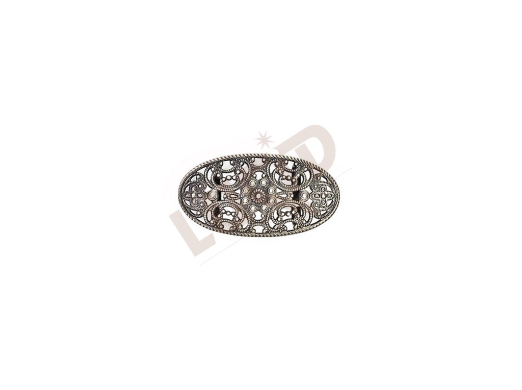 Clasp -  oval with 2 splints - antique silver