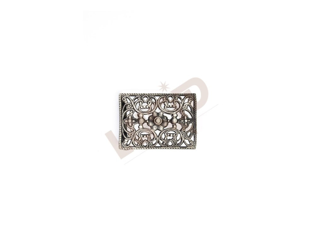 Clasp -  rectangle with 1 splint - antique silver