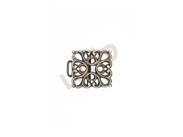 Clasp -  square with 1 splint and loop - antique silver