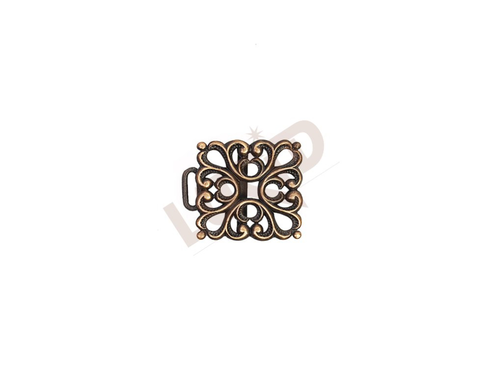 Clasp -  square with 1 splint and loop - antique copper