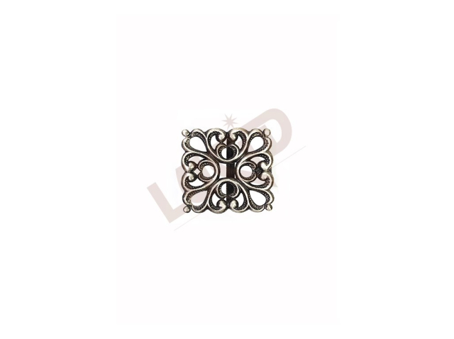 Clasp -  square with 1 splint and hook - antique silver