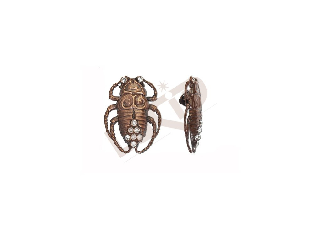 Brooche - scarabeus with cut stones - antique copper