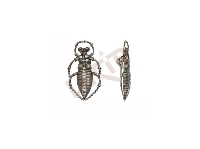 Brooche - nymph with cut stones - antique silver