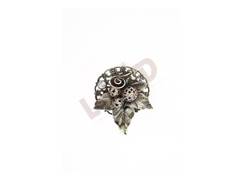 Brooche of original fantasy shape with clutch - antique silver