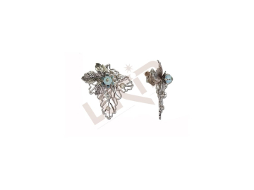 Brooche - leaves with clutch - silver