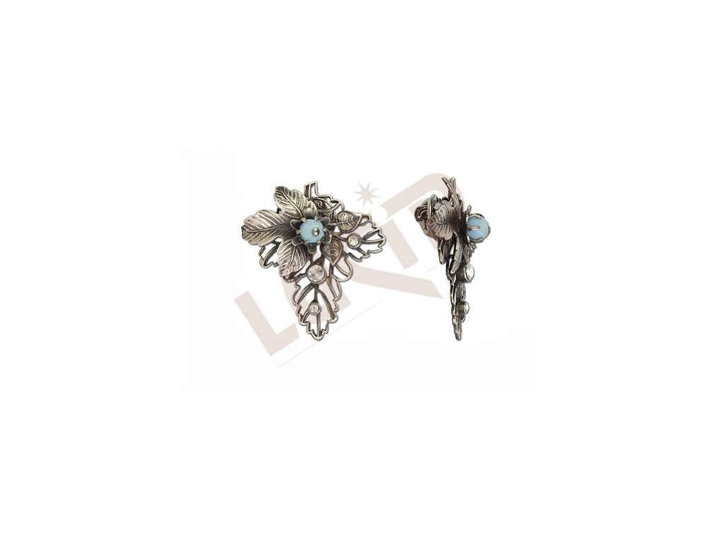 Brooche - leaves with clutch - antique silver