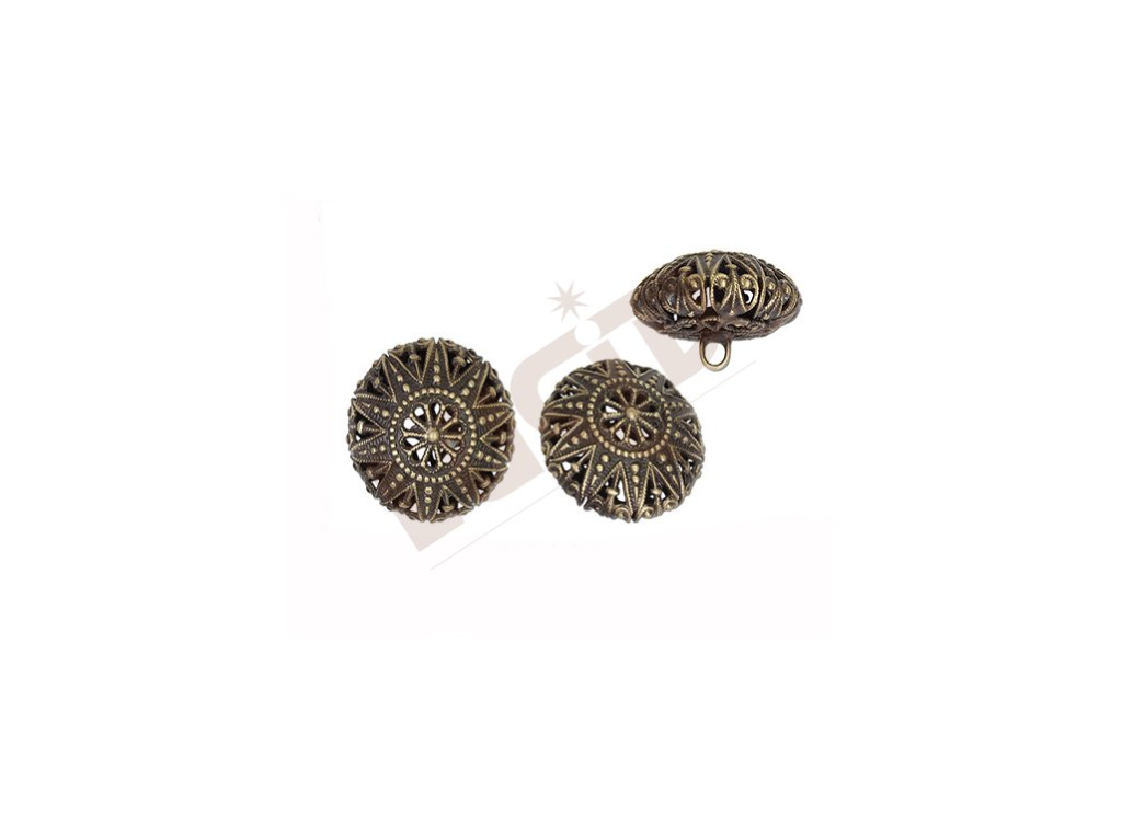 Button - filigree - antique brass