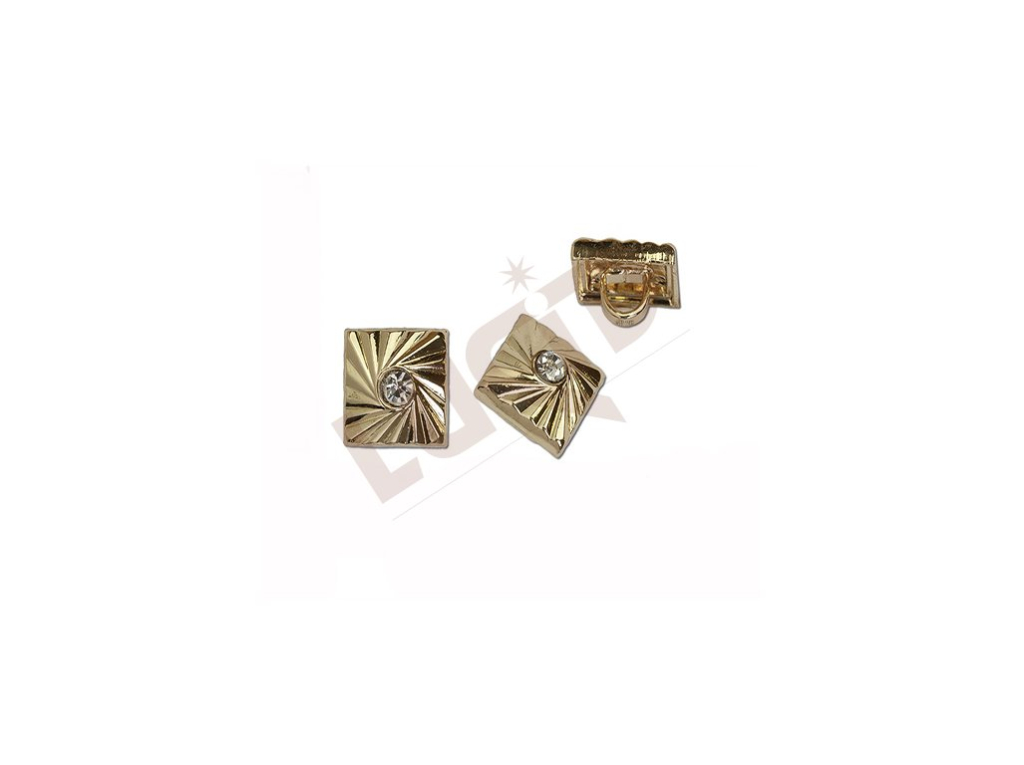 Button - cut stone - - brass