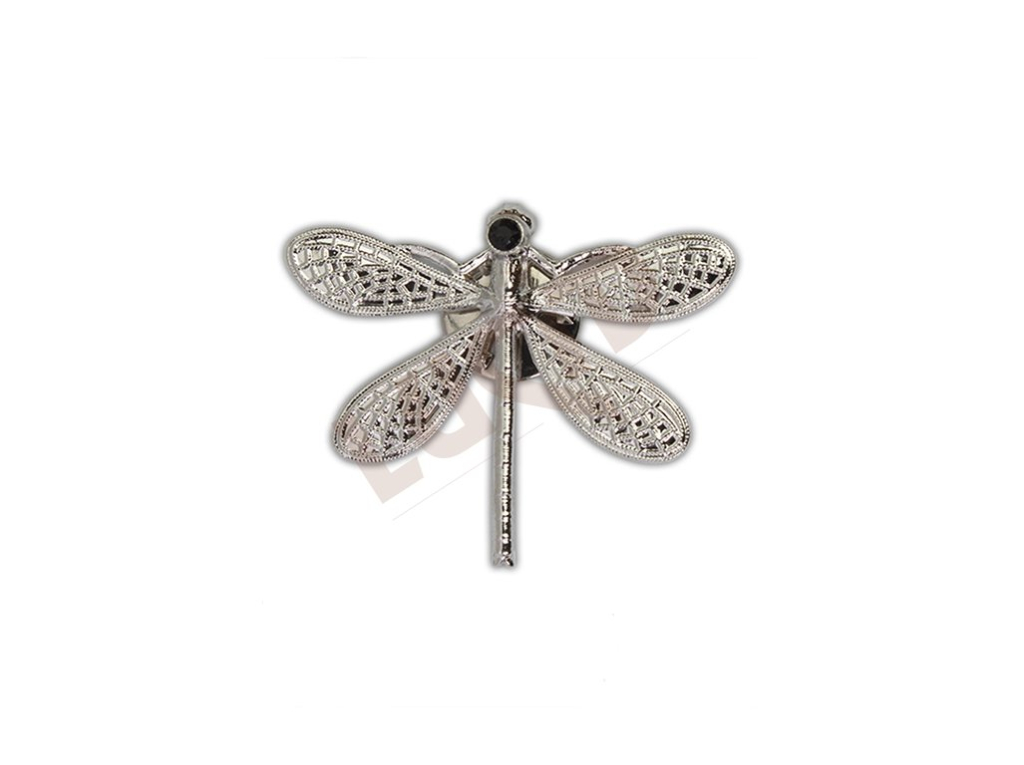 Brooche - dragonfly with cut stones and with clutch - rhodium