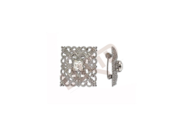 Brooche - square with cut stones - rhodium