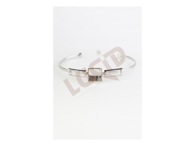 Bracelet with glass stones - rhodium