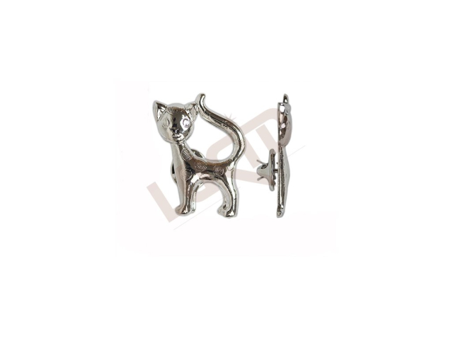 Brooche - cat with clutch - rhodium