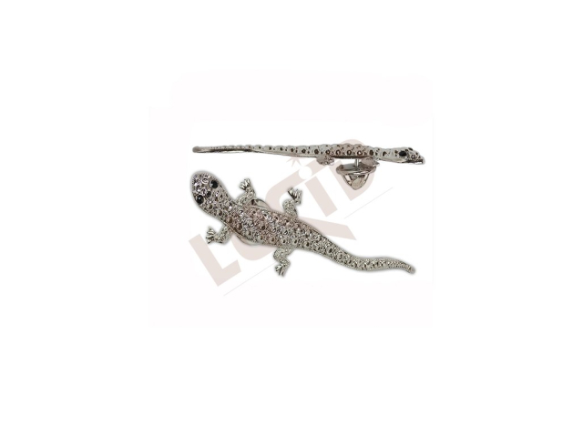 Brooche - lizard with clutch - rhodium