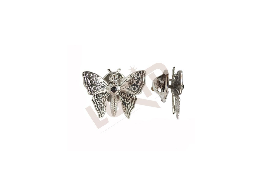 Brooch Butterfly with glass stones - rhodium