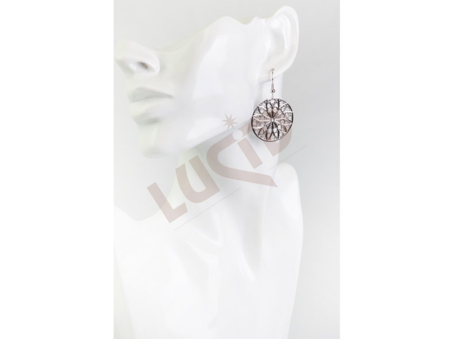 Earrings filigree round - rhodium